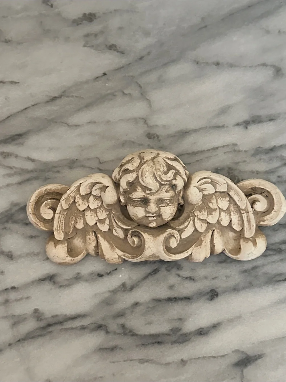 Decorative Cherub Wing Wall Accent in Antique White gesso
